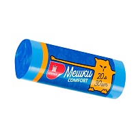 Мешки для мусора 20 л, синие, в рулоне 30 шт., ПНД, 8 мкм, 500х400 мм, Comfort, М0017 (МН 20-30с) в Донецке