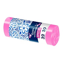 Мешки для мусора 30 л, розовые, в рулоне 30 шт., ПНД, 8 мкм, 560х480 мм, Узоры Чистоты, МУ3605 (ММЭ-30роз) в Донецке