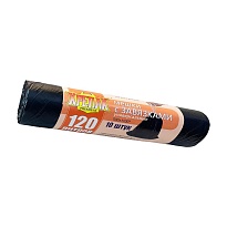 Мешки для мусора 120 л, с завязками, черные, в рулоне 10 шт., ПНД, 16 мкм, 1100х700 мм, Крепак, 4607075710320 в Донецке