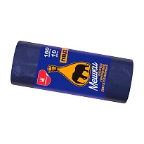 Мешки для мусора 160 л, синие, рулон 10 шт., ПВД, 35 мкм, 1100х900 мм, Уфа Пак, МВ1755 (МВ 160-10ср) в Донецке