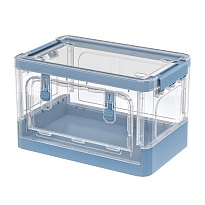 Ящик пластиковый складной прозрачный, дно синее, 360х235х230 мм, с колесиками в Донецке Ящик пластиковый складной прозрачный, дно синее, 360х235х230 мм, с колесиками в Донецке