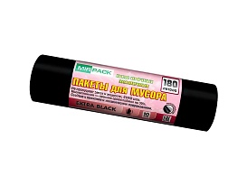 Мешки для мусора 180 л, ароматизированные, черные, в рулоне 10 шт., ПВД, 50 мкм, 1100х930 мм, EXTRA black, 18008301 в Донецке