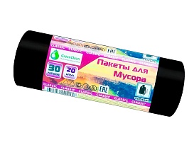 Мешки для мусора 30 л, черные, в рулоне 20 шт., ПНД, 7 мкм, 600х500 мм, MIRPACK Classik, 302040 в Донецке