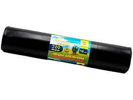 Мешки для мусора 200 л, ароматизированные, черные, в рулоне 10 шт., ПВД, 100 мкм, 1200х800 мм, Добрыня, Dob20010black в Донецке