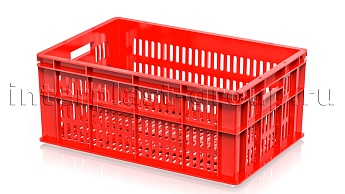 Ящик для молока, мяса, овощей и фруктов большая перфорация дно перфорированное красный в Донецке