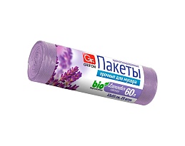 Мешки для мусора 60 л, ароматизированные, Лаванда, сиреневые, в рулоне 20 шт., ПНД, 9 мкм, 650х550 мм, GRIFON Aroma, 101-023 La в Донецке