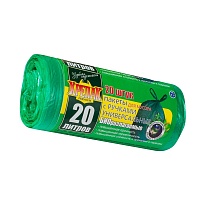 Мешки для мусора 20 л, биоразлагаемые, с ручками, черные, в рулоне 30 шт., ПНД, 10 мкм, 550х440 мм, Крепак, 4607075710047 в Донецке