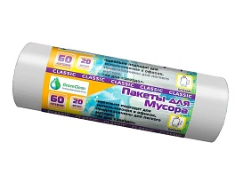 Мешки для мусора 60 л, белые, в рулоне 20 шт., ПНД, 7 мкм, 700х600 мм, MIRPACK Classik, 602052 в Донецке