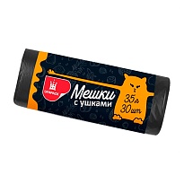 Мешки для мусора 35 л, с ушками, черные, в рулоне 30 шт., ПНД, 10 мкм, 655х500 мм, Comfort, М6064 в Донецке