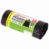 Мешки для мусора 30 л, черные, в рулоне 30 шт., ПНД, 7 мкм, 550х480 мм, Любаша, 608089 в Донецке