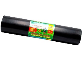 Мешки для мусора 280 л, ароматизированные, черные, в рулоне 10 шт., ПВД 110 мкм, 1400х930 мм, Добрыня, Dob28010black в Донецке