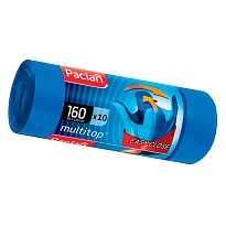 Мешки для мусора 160 л, с ушками, синие, в рулоне 10 шт., ПВД, 30 мкм, 1250х900 мм, PACLAN Multitop, 604064 в Донецке