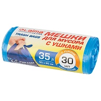 Мешки для мусора 35 л, с ушками, синие, в рулоне 30 шт., ПНД, 11 мкм, 650х500 мм, LAIMA ULTRA, 607684 в Донецке