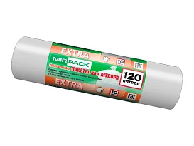 Мешки для мусора 120 л, белые, в рулоне 10 шт., ПНД, 14 мкм, 1100х700 мм, EXTRA, ex1201803 в Донецке