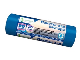 Мешки для мусора 30 л, синие, в рулоне 20 шт., ПНД, 7 мкм, 600х500 мм, MIRPACK Classik, 302041 в Донецке