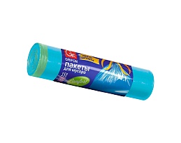 Мешки для мусора 50 л, с завязками, голубые, в рулоне 15 шт., ПНД, 14 мкм, 700х600 мм, GRIFON, 101-063 в Донецке