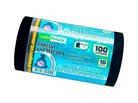 Мешки для мусора 100 л, черные, в рулоне 10 шт., ПВД, 70 мкм, 1000х600 мм, PREMIUM+, 1001076 в Донецке
