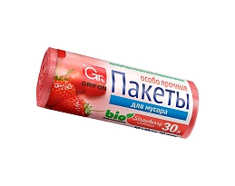 Мешки для мусора 30 л, ароматизированные, Клубника, красные, в рулоне 20 шт., ПНД, 9 мкм, 560х530 мм, GRIFON Aroma, 101-020 K в Донецке