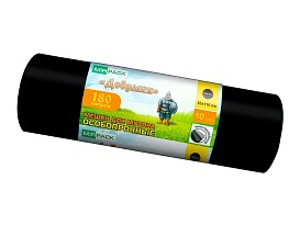 Мешки для мусора 180 л, ароматизированные, черные, в рулоне 10 шт., ПВД, 100 мкм, 1100х930 мм, Добрыня, Dob18010black в Донецке